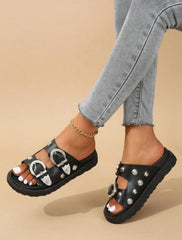 Black South Beach Buckle Sandals