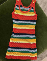 On A Flight To Paradise Crochet Mini Dress