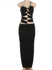 Playing Dress Up Black Cut Out Front Maxi Dress