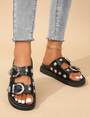 Black South Beach Buckle Sandals