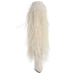 Furry Pointy Toe Boots