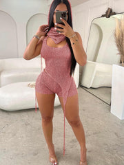 Glitter Sequins Crochet Short Set