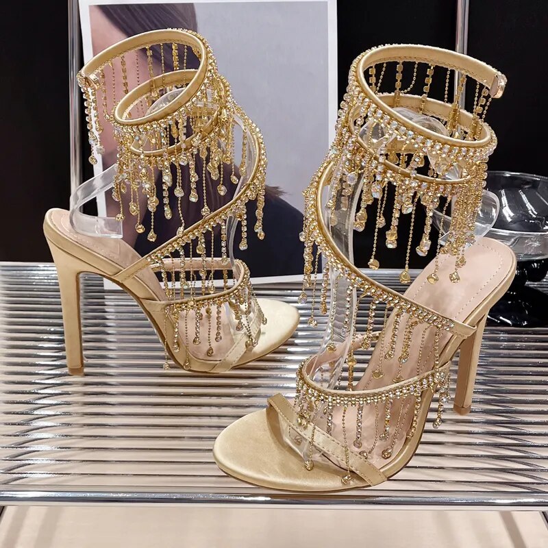 Golden Crystal High Heels