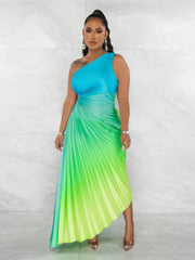 Gradient Pleated Maxi Dress