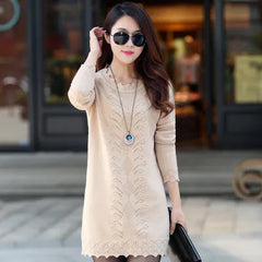 2023 New Women's Knit Sweater Dress - Autumn-Winter Warmth, Long Sleeve Pullovers