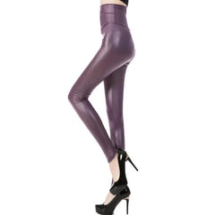 Sexy Legging Punk Black Skinny Pants Fashion High Waist Stretch Push Up Wet Look Ankle-Length Gym