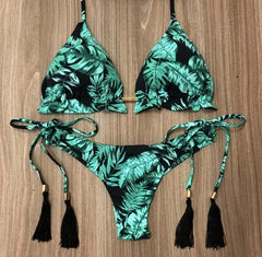 Brazilian Thong Bikini with Stunning Leaves