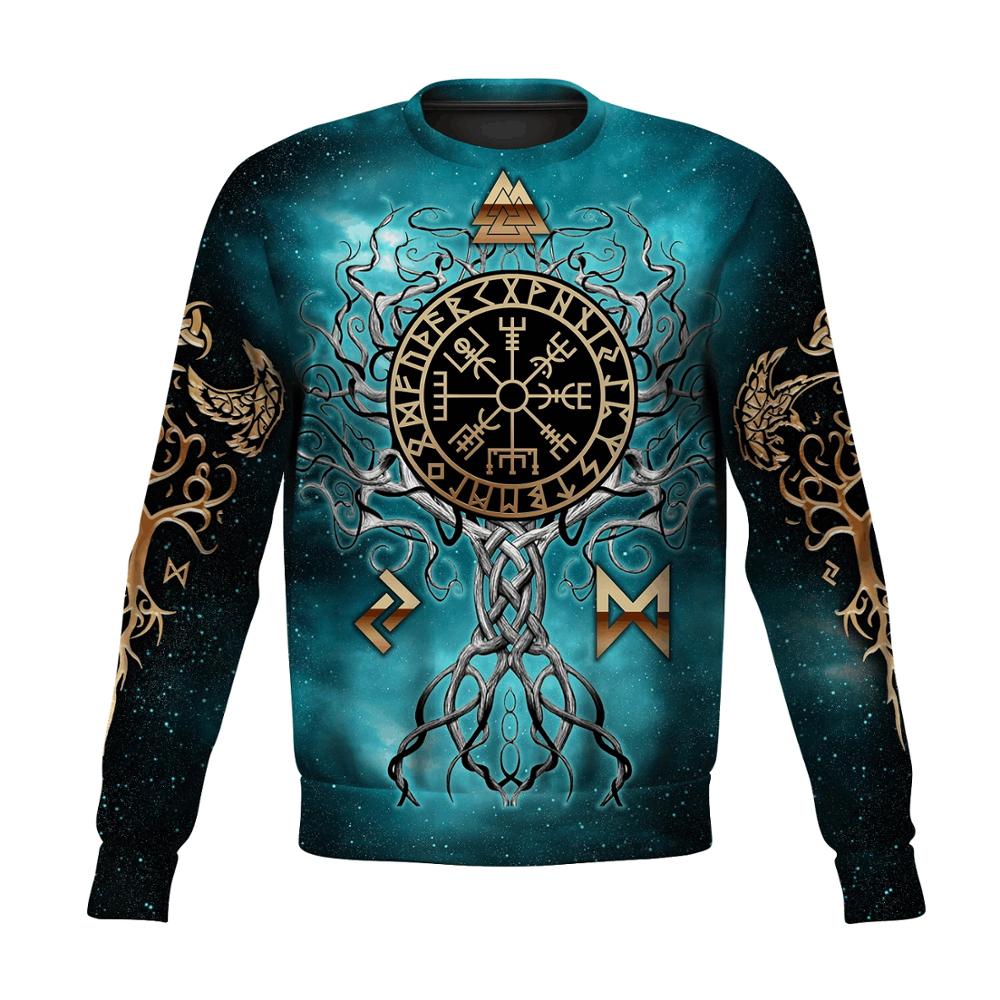 Hoodie with Norse Tree Of Life Symbol Streetwear Pullover for Men