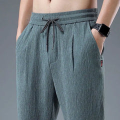 Ice Silk Linen Man Pants Casual Sweatpants Male Quick-dry Sport Ankle-length Harem trousers