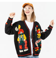 Streetwear Christmas Knitted Cardigan Sweater for Harajuku Women