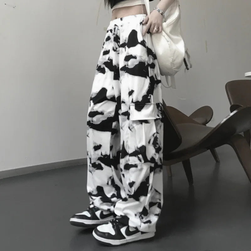 Autumn High Waist Wide Leg Jeans Vintage Ripped Baggy Pants for Women