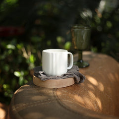 Simple Nordic Style Coffee Mugs Embossed Stripes Pattern Ceramic Water