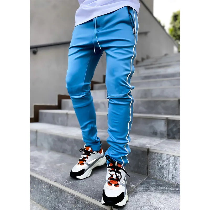 Men's Workwear Pants Elastic Reflective Sports Fitness