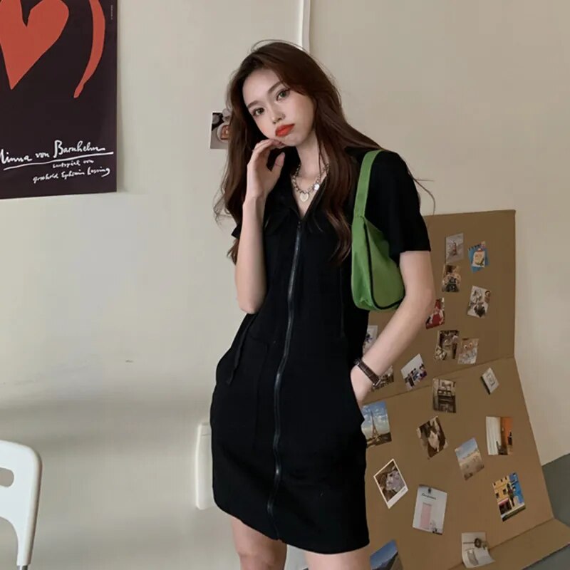 Casual Hooded A-Line Mini Dress for Summer Comfortable and Trendy