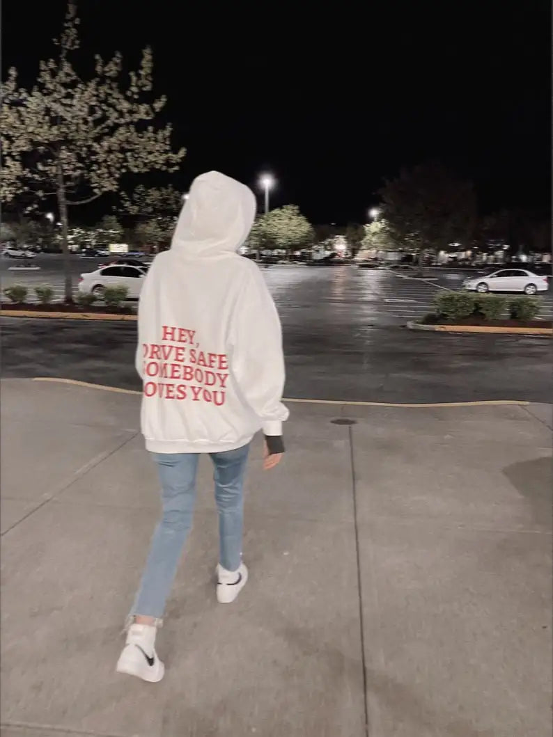 Hipster Vibes: Unisex Cotton Hoody - Sugarbaby Hey, Drive Safe Graphic Hoodie