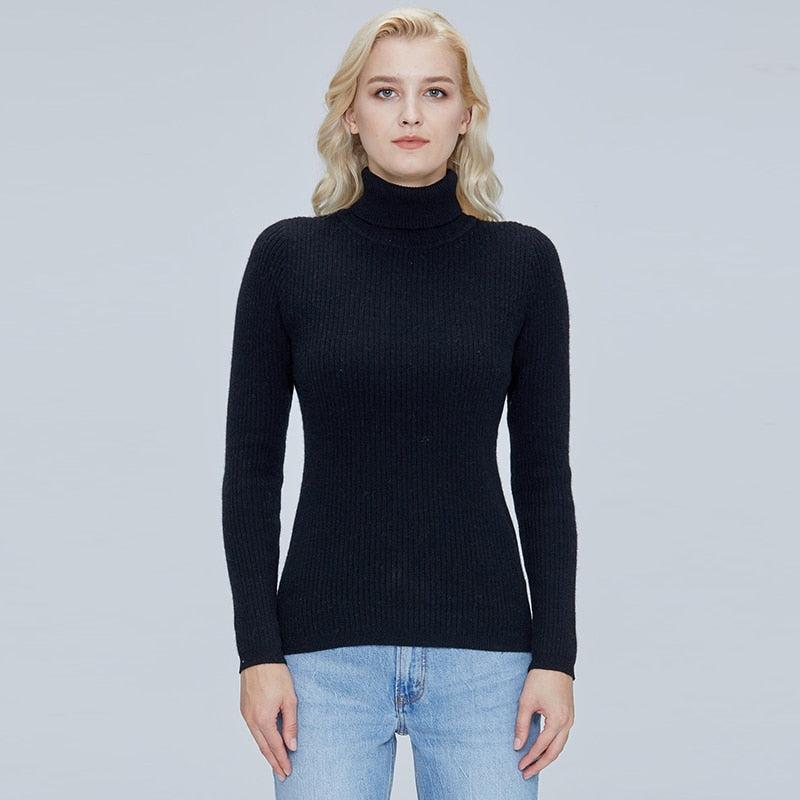 Merino Wool Turtleneck Women Sweater Autumn Winter Warm Soft Pullover Femme Cashmere
