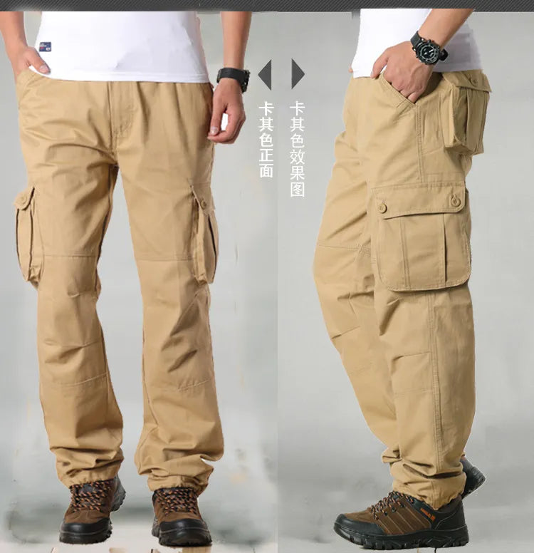 Men Cargo Pants Casual Multi Pockets Military Tactical Pants Loose Straight