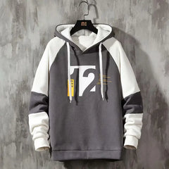 Korean Style Men Hoodie: Trendy Print Pullover for Spring Autumn Streetwear