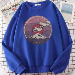 Men Sweatshirts Mount Fuji Japan Style Fashion Fleece Warm Harajuku Casual
