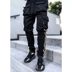 Men's Workwear Pants Elastic Reflective Sports Fitness
