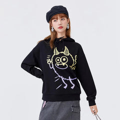 Loose Hooded 2021 Autumn New Vitality Graffiti Top Girls Lazy Street Style Street