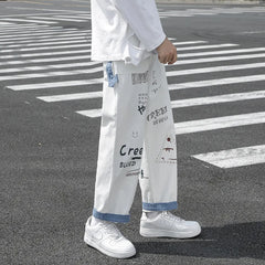 Loose StraightWinter Thicken Jeans Wide Leg Pants