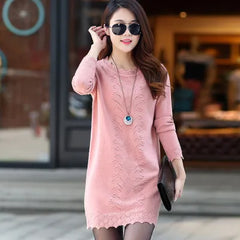 2023 New Women's Knit Sweater Dress - Autumn-Winter Warmth, Long Sleeve Pullovers