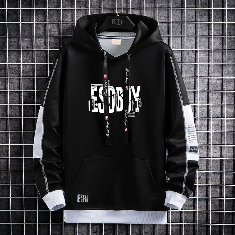 Men's Hoodies 2024 Fashion Hip Hop Pullover Casual Hooded Sweatshirts Streetwear Harajuku