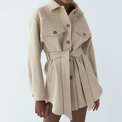Beige Belted Coat
