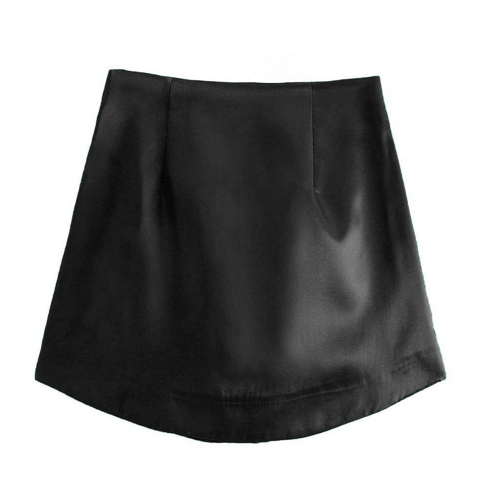Satin High Waist Mini Skirt