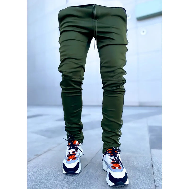 Men's Workwear Pants Elastic Reflective Sports Fitness
