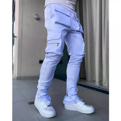 Men's Workwear Pants Elastic Reflective Sports Fitness