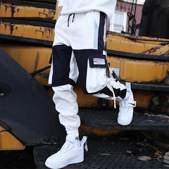 Men Cargo Pants Hip-Hop Loose Stitching Streetwear