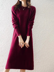 Hot Sale Winter Fashion Women's Pure Wool Knitted Sweater Dress