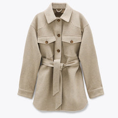 Beige Belted Coat