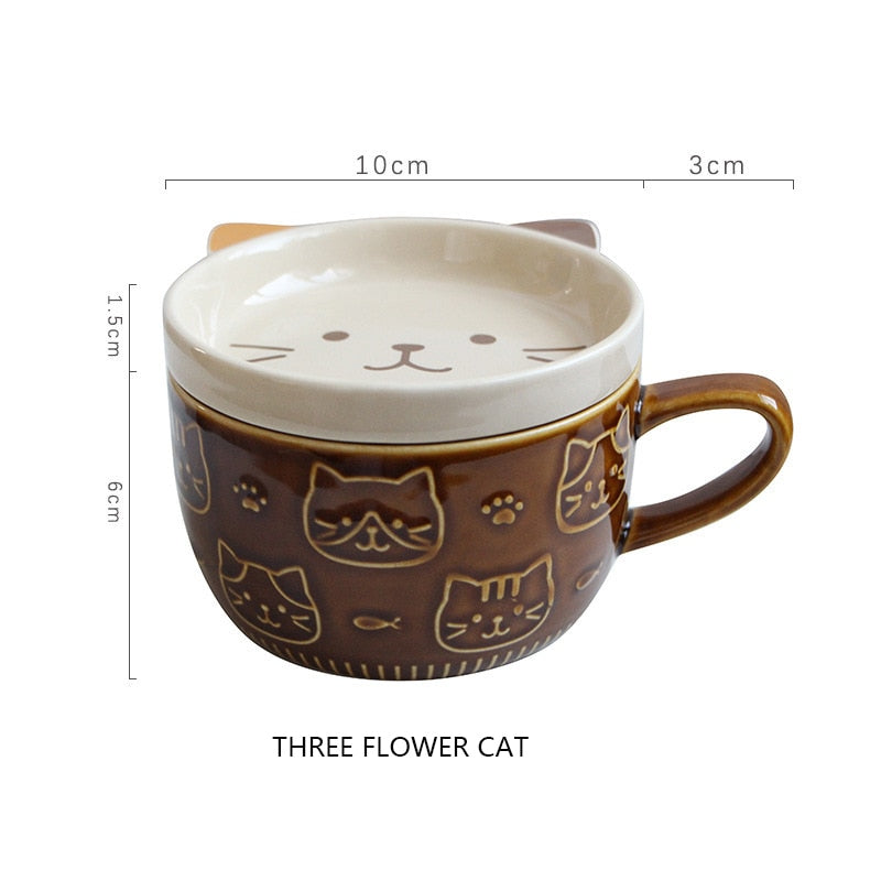 Ceramics Cute Cat Cup Gift Household Cartoon Kawaii