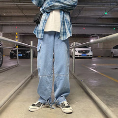 Baggy Hip Hop Men Jeans Wide Leg, Loose Straight Streetwear Denim