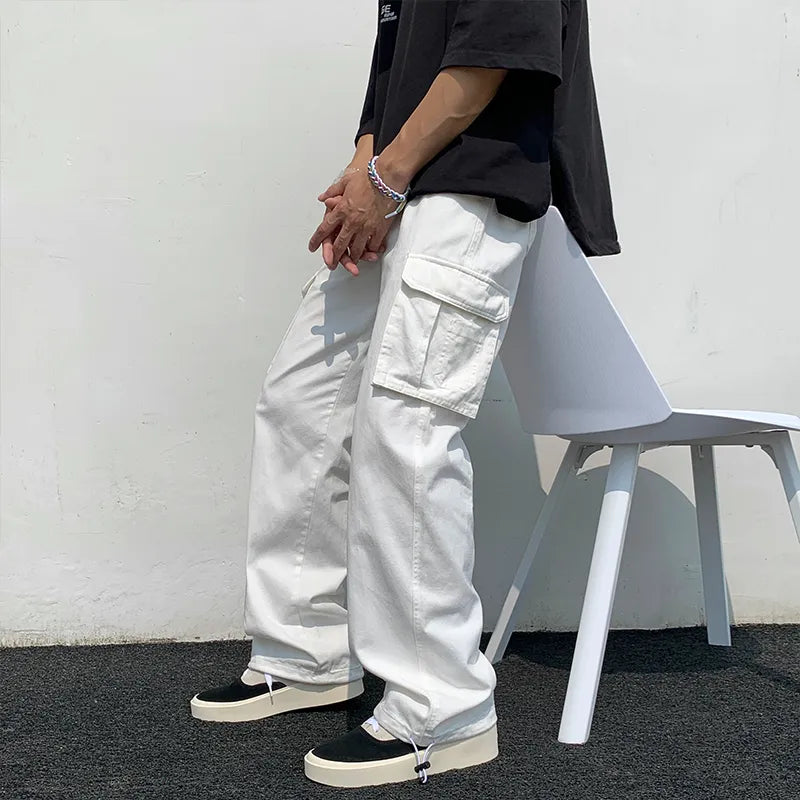 Men's Wide Leg Cargo Pants Safari Style