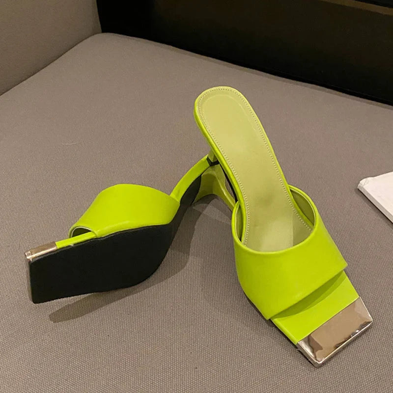 Silver Tip Kitten Mule Heels