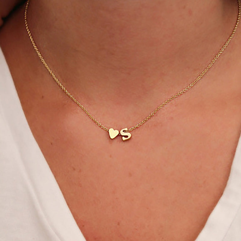 Heart Initial Personalized Letter Necklace