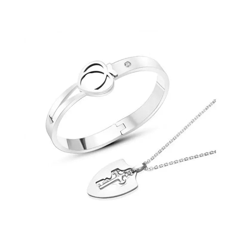 Heart Love Lock Bracelet With Key and Necklace