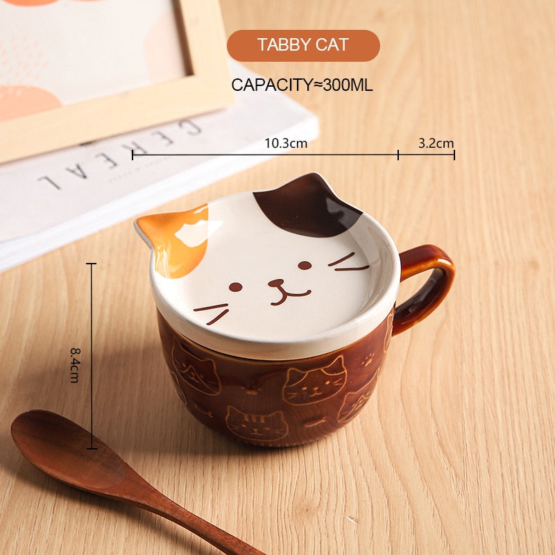 Ceramics Cute Cat Cup Gift Household Cartoon Kawaii