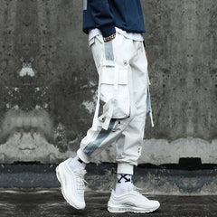 Men Cargo Pants Hip-Hop Loose Stitching Streetwear