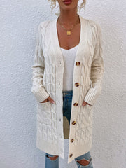 MAYCAUR Cardigan Sweater Autumn and Winter New Long Coat Twisted Rope Knitted