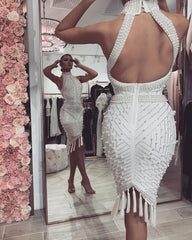 Her Beading Tassel Bandage Dress