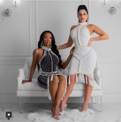 Her Beading Tassel Bandage Dress