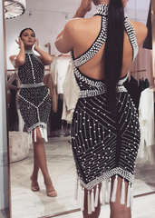 Her Beading Tassel Bandage Dress