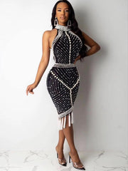 Her Beading Tassel Bandage Dress