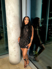 Hillary Rhinestones Mesh Dress