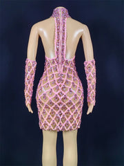 Hillary Rhinestones Mesh Dress